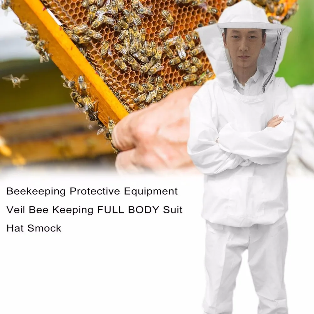 Защита от пчел оборудование вуаль пчеловодческий костюм во весь рост шляпа халат White белая хлопковая куртка пчеловода Утилита