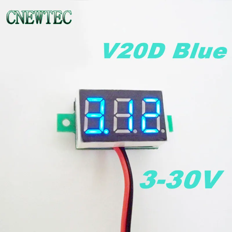 Цифровой вольтметр V20D 3 30 В постоянного тока три бита синий 0 36 дюйма светодиодный