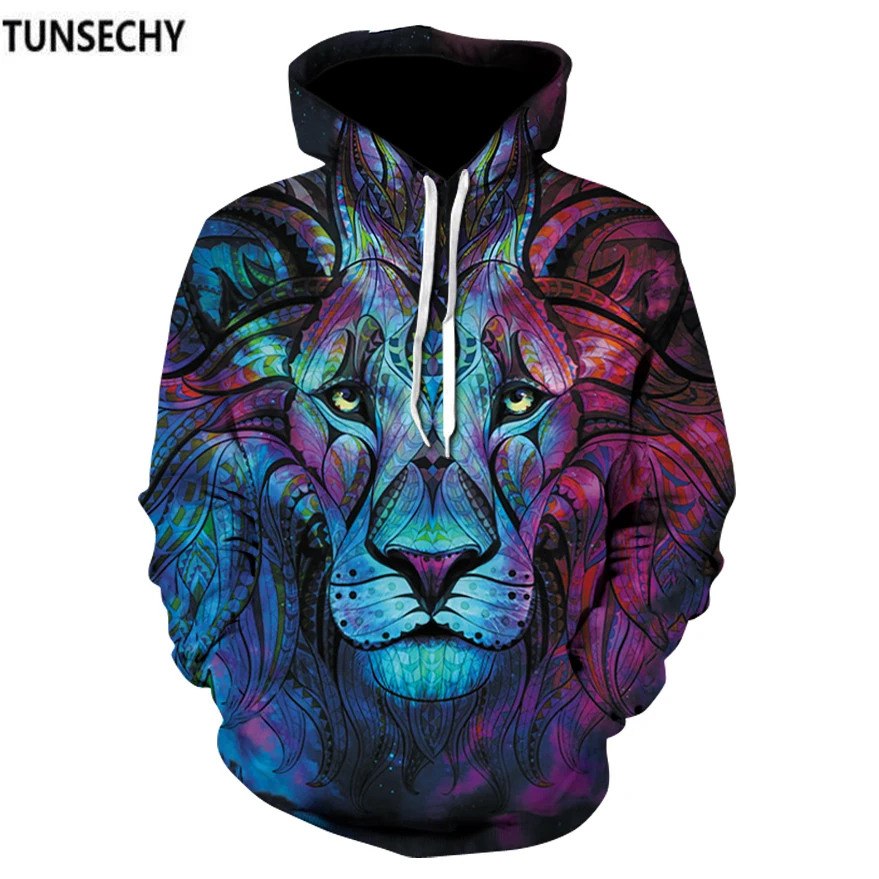 

TUNSECHY Brand New Fashion Men/Women 3D Sweatshirts Print Paisley Flowers Lion Hoodies Autumn Winter Hooded Pullovers Tops