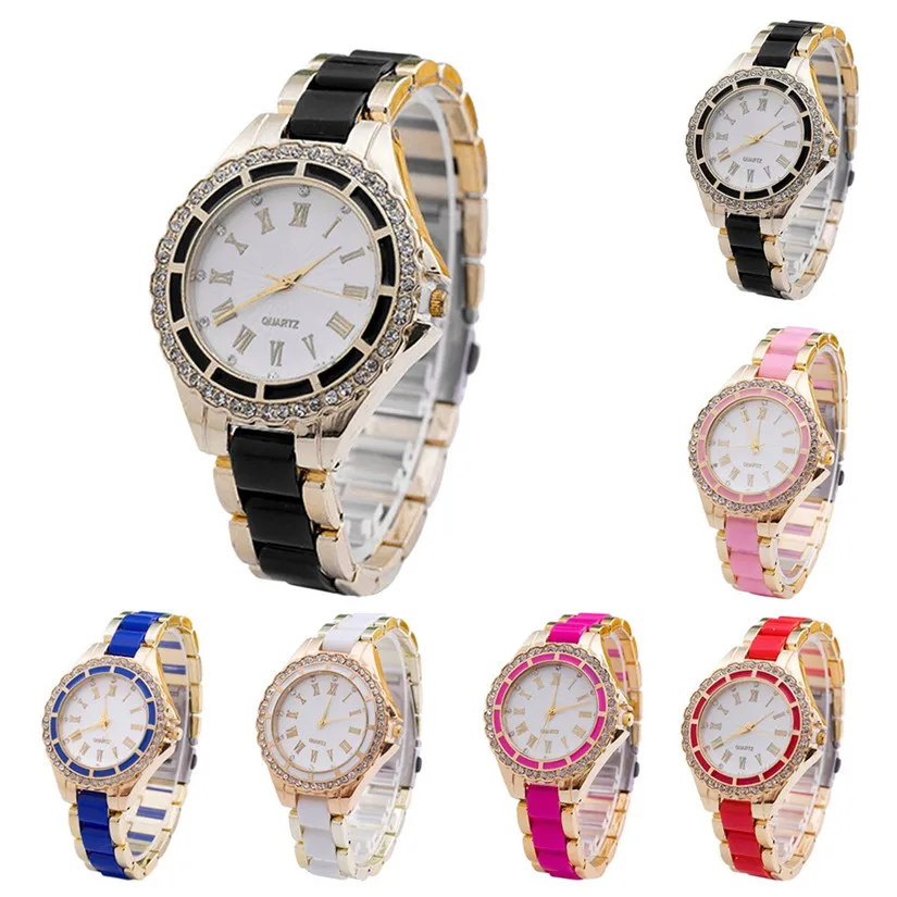 

Perfect Gift   Women Stainless Steel Crystal Dial Band Analog Quartz Wrist Watch Levert Dropship July24P50