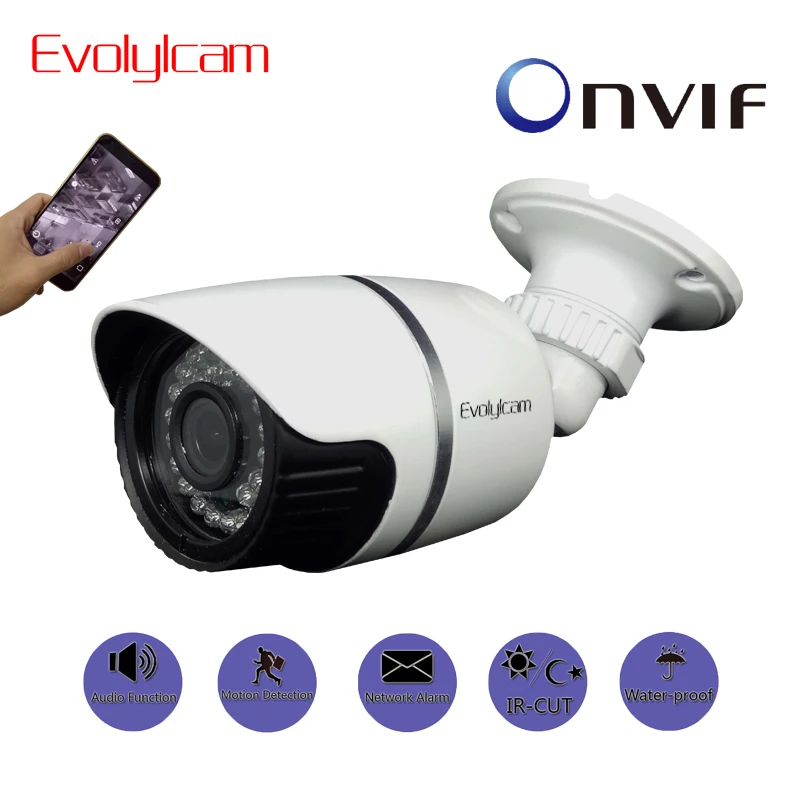 

Evolylcam Audio 720P 1MP/ 960P 1.3MP/ 1080P 2MP HD IP Camera Network Alarm Onvif P2P CCTV Camera Surveillance IR Outdoor Bullet