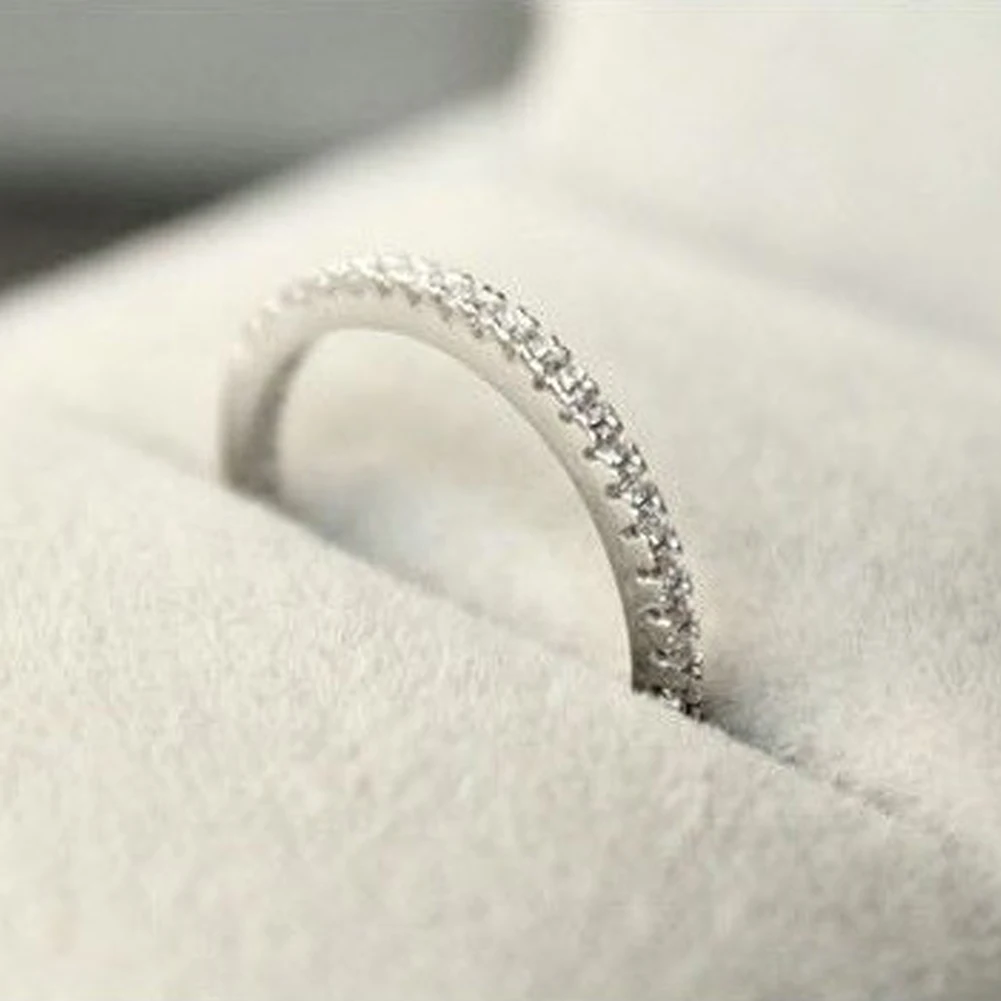 Fashion Women 925 Sterling Silver Rhinestone Wedding Engagement Ring Jewelry Thin Aros anello anillo bague anel