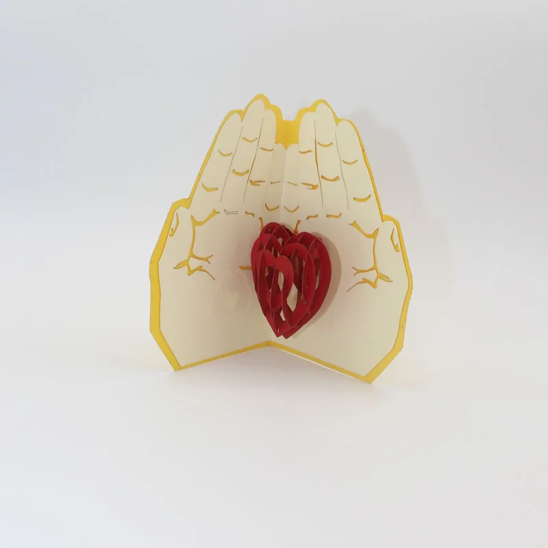  (10 pieces/lot)3D Laser Cut Handmade Paper Carving Sweet Heart in Hand For Lover Wedding Invitation - 32795907797