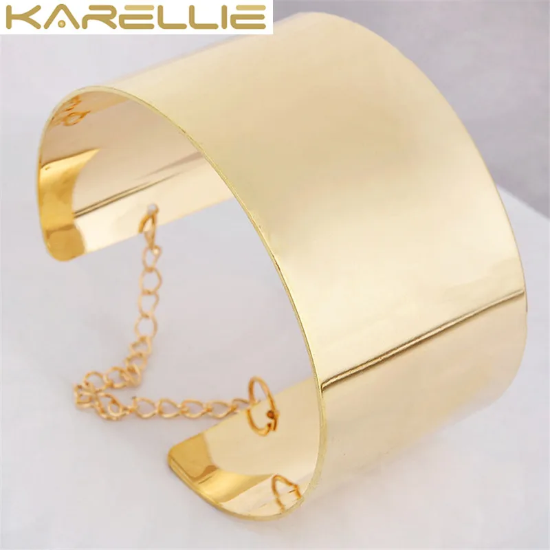 KARELLIE Cuff Bracelets For Women Glaze Gold Color Statement Jewelry