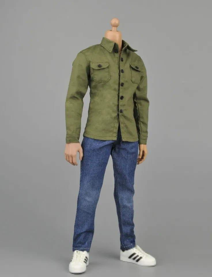 military green shirt with jeans