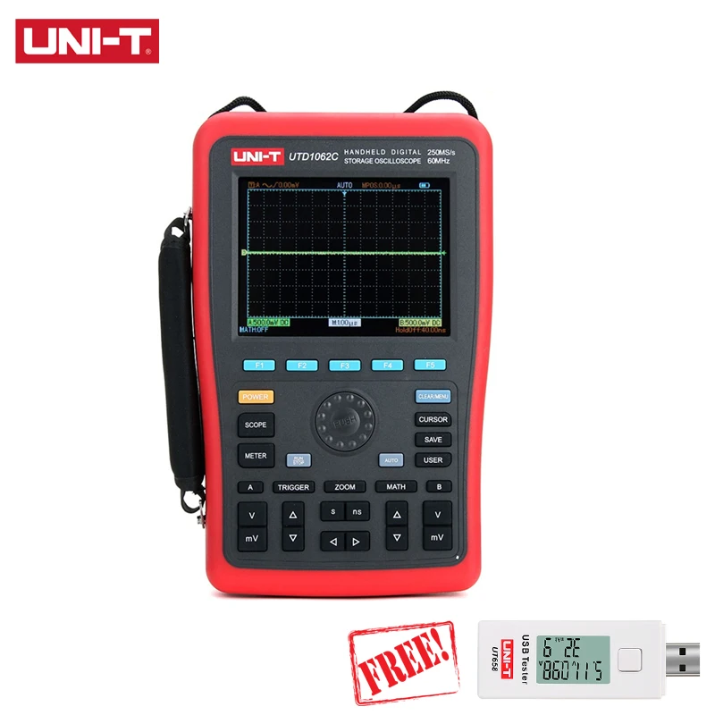

UNI-T UTD1062C Handheld Portable Digital Multimeter Oscilloscope 5.7 inches LCD 2 Channels 60MHz 250MS/s Osciloscopio VS Hantek