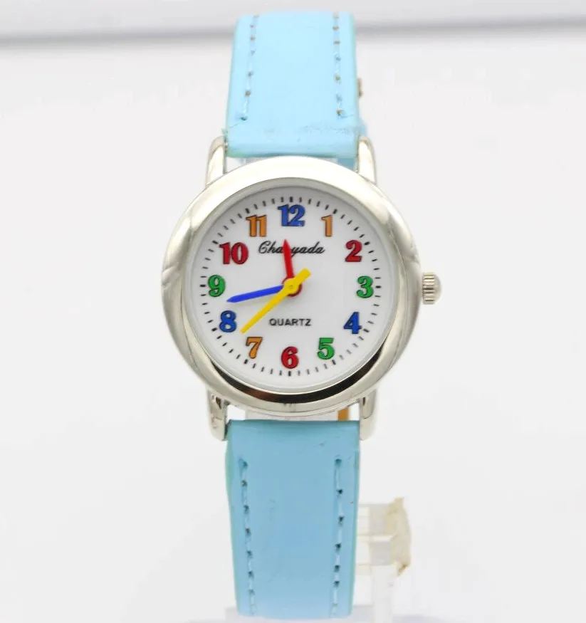 Высококачественные часы для мальчиков и девочек, подарок для детей, ремешок из искусственной кожи, Обучающие часы для студентов, наручные часы U48, модные часы - Цвет: sky blue