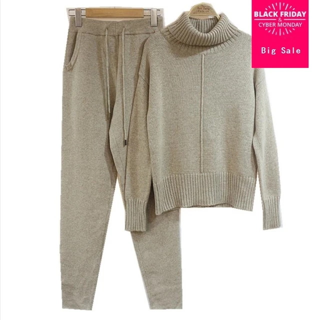Best Offers 30% Woolen and 45% Cashmere Pattern Knitted warm Suit high Collar Sweater + Mink Cashmere Trousers Leisure Two-piece sets wj1276 Best Offers 30% Woolen and 45% Cashmere Pattern Knitted warm Suit high Collar Sweater + Mink Cashmere Trousers Leisure Two-piece sets wj1276