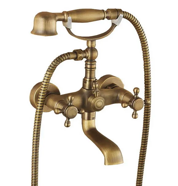 Vintage Retro Antique Brass Wall Mounted Bathroom Handheld Shower