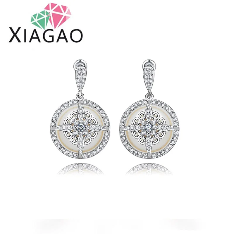 

XIAGAO Hot Sale Artificial Pearl Around Top Micro Cubic Zircon Dangle Push Back Earrings For Women Wedding Jewelry