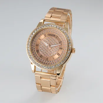 

2019 Fashion Watch Geneva Unisex Quartz Watch Women Analog Wristwatches Crystal Clocks Stainless Steel Watch relogio masculino