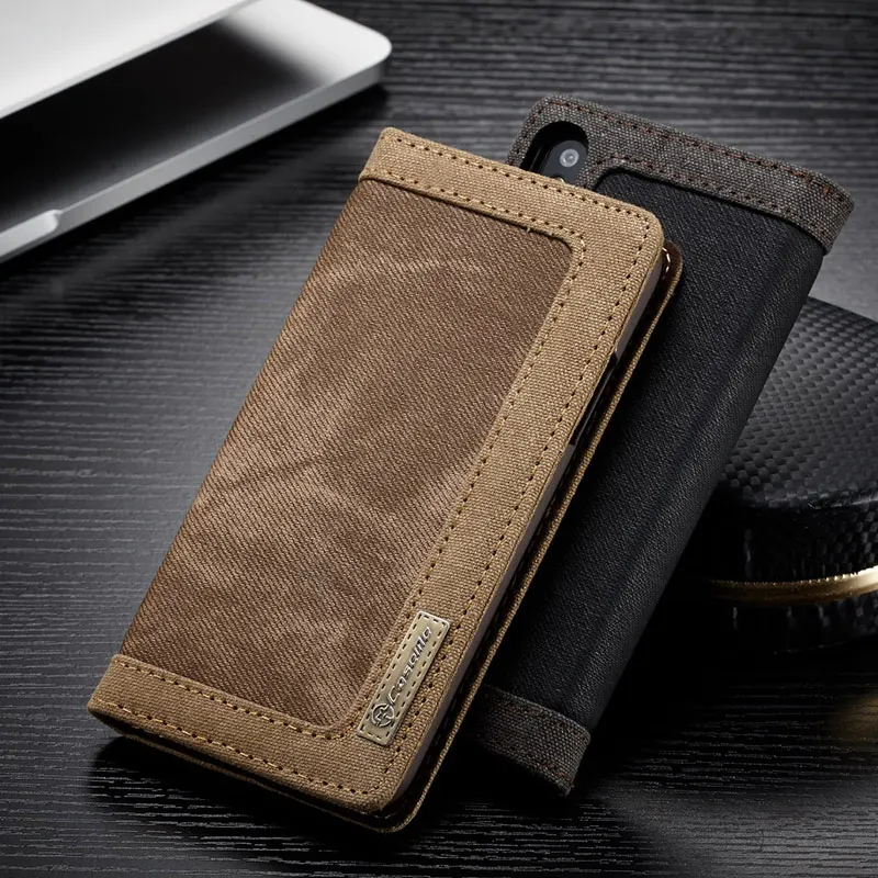

For Apple Iphone X 6S 7 8 Plus Luxury Magnetic Denim Canva Wallet Stand Case for Iphone X 7 8 Cover Card Holder Phone Bag