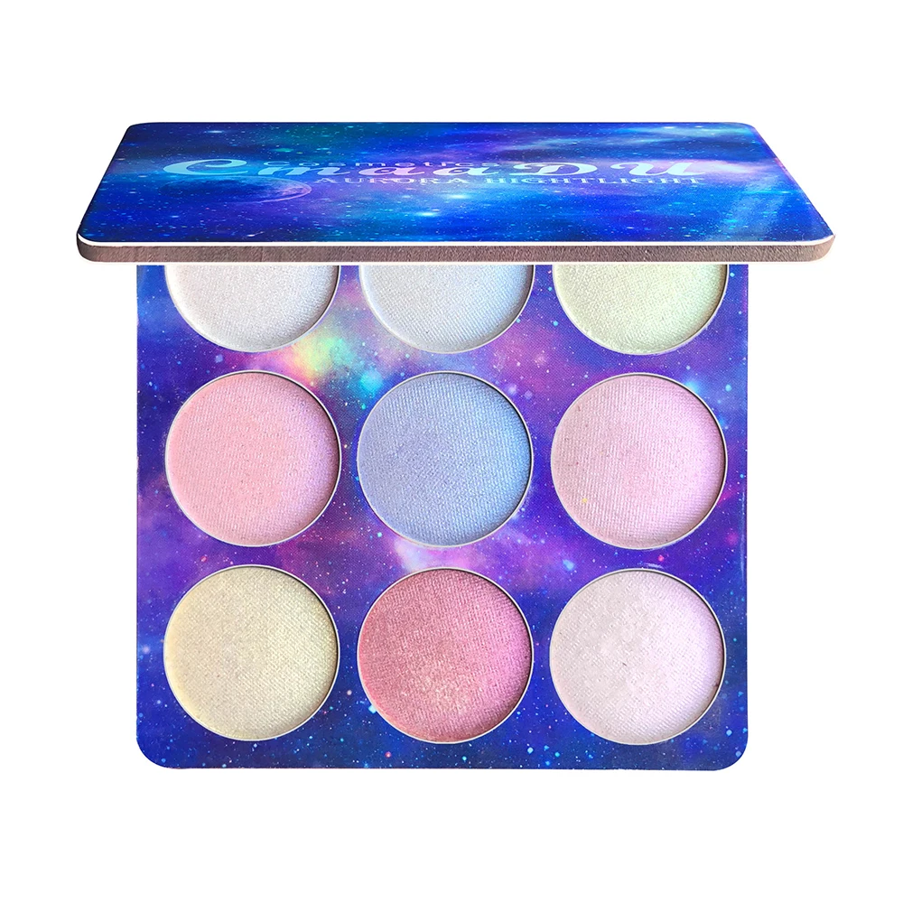 9 видов цветов/набор хайлайтер палитра звездное небо серия пудра Brighten Iluminador Maquiagem Shimmer Glow Kit Профессиональный макияж TSLM2