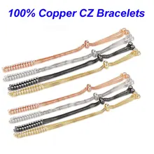 5 pièces/lot 100% CZ cuivre bricolage Bracelet chaînes bijoux de base Bracelets avec deux boucles bricolage bijoux trouver des fournitures faisant des Bracelets