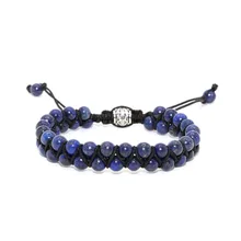 6 мм lapis Плетеный веревка браслет с натуральным камнем бусины сплав двойной для мужчин и женщин любителей общие горячий стиль