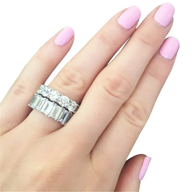 choucong Handmade Finger ring 925 sterling Silver AAAAA Zircon Sona cz Engagement Wedding Band Rings For Women men Jewelry
