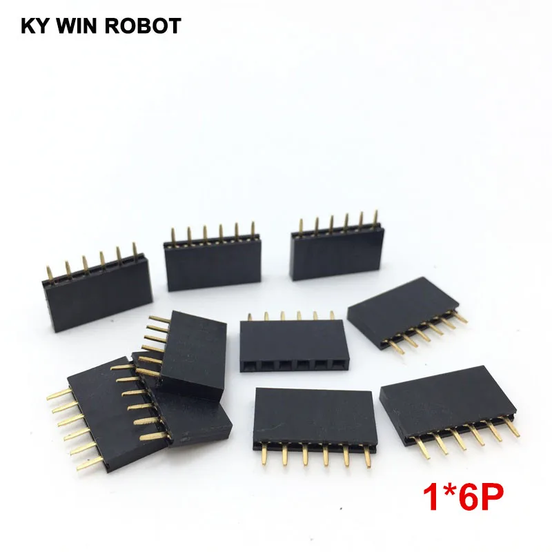 

10 Pcs/lot 2.54mm 1x6 6Pin Female Pin Header Socket Connector Strip