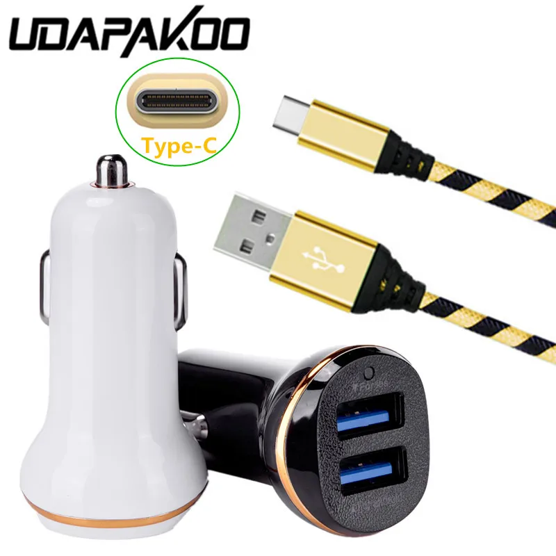 Short 2M metal shell plug USB 3.0 Type C fast Car Charger Wire For Samsung Galaxy S8 S9 A3 A5 2017 honor 8 9 Note 10 LG G6 V30