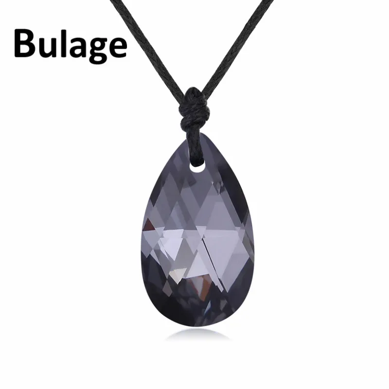 

Bulage Genuine Made With SWAROVSKI Element Crystal WaterDrop Pendant Necklace With Rope Chain No Clasp For Women Vintage Jewelry