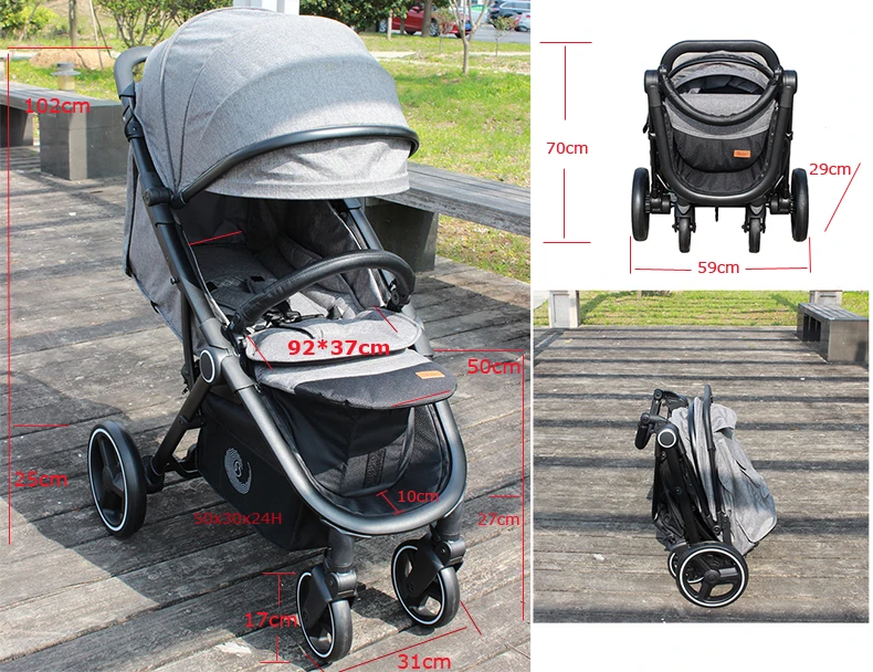 Baby Stroller Portable High Position Pram Spacious Buggy Strollers For Baby European Standard Pushc