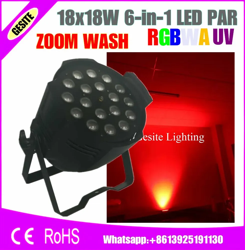4 шт./лот Par led zoom motorise 18x18 Вт par rgbwauv 6 в 1 wash can | Лампы и освещение