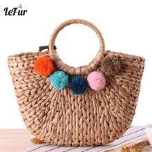 LEFUR Соломенная Сумочка с кисточками сумочка из ротанга летние пляжные сумки для женщин Дорожная милая сумка для хранения богемный Bolsa Feminina