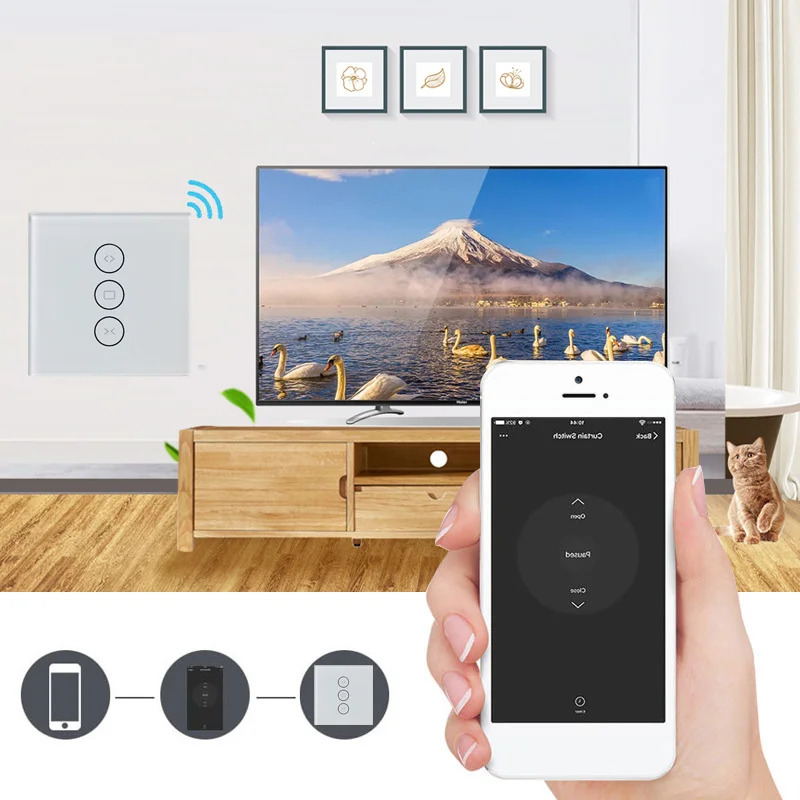 ЕС Wifi сенсорный занавес переключатель от Alexa/Google Phone управление для электрического занавес мотор умный дом настенный переключатель Голосовое управление