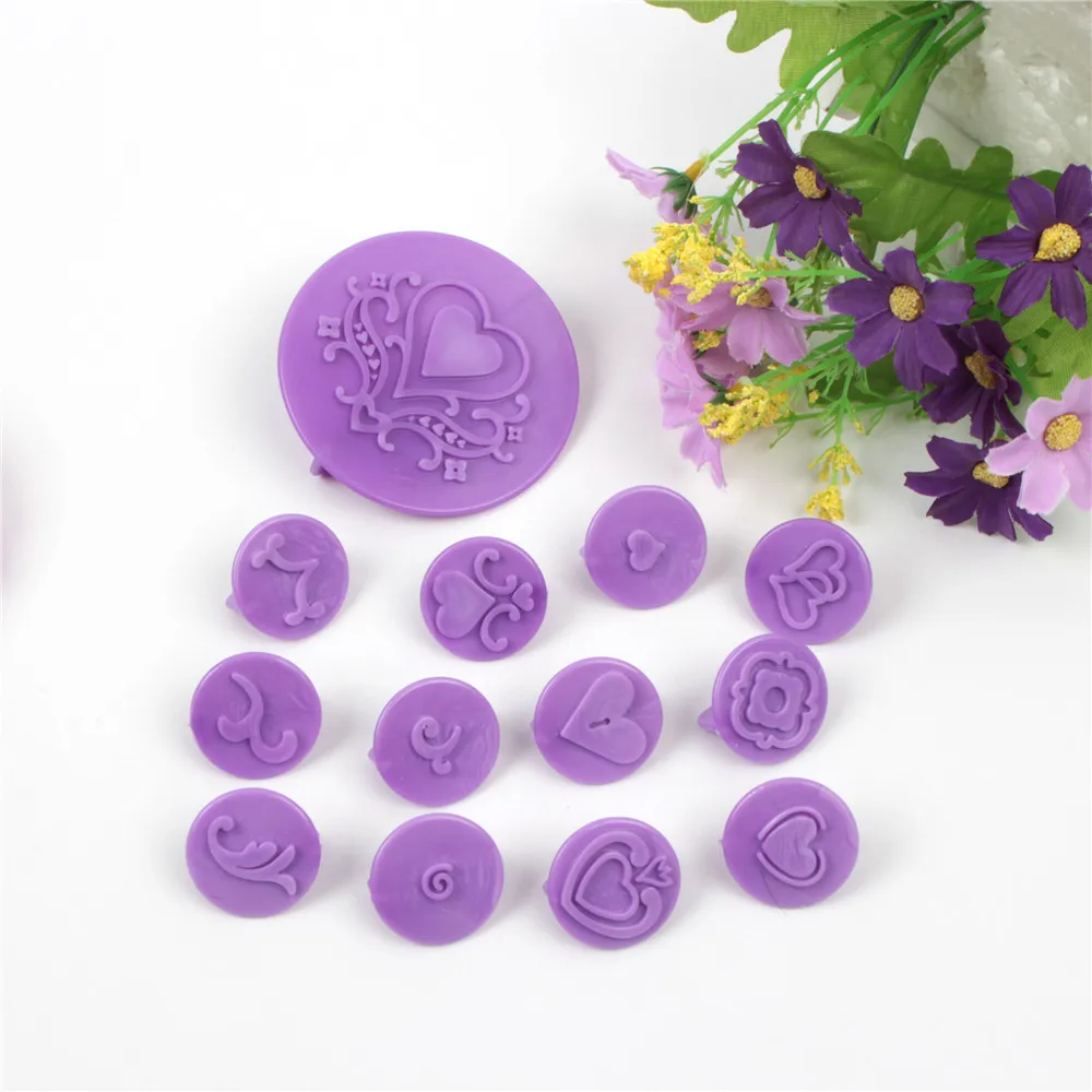 

New Arrival 14PCS Heart Flower Fondant Cake Decorating Set Cake Cookie Cutter Mold Embosser Cutter Icing Cupcake Embossing Mould