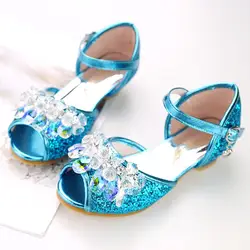 Детская обувь принцессы для девочек сандалии на высоком каблуке блестящие стразы Enfants Fille женские вечерние модельные туфли