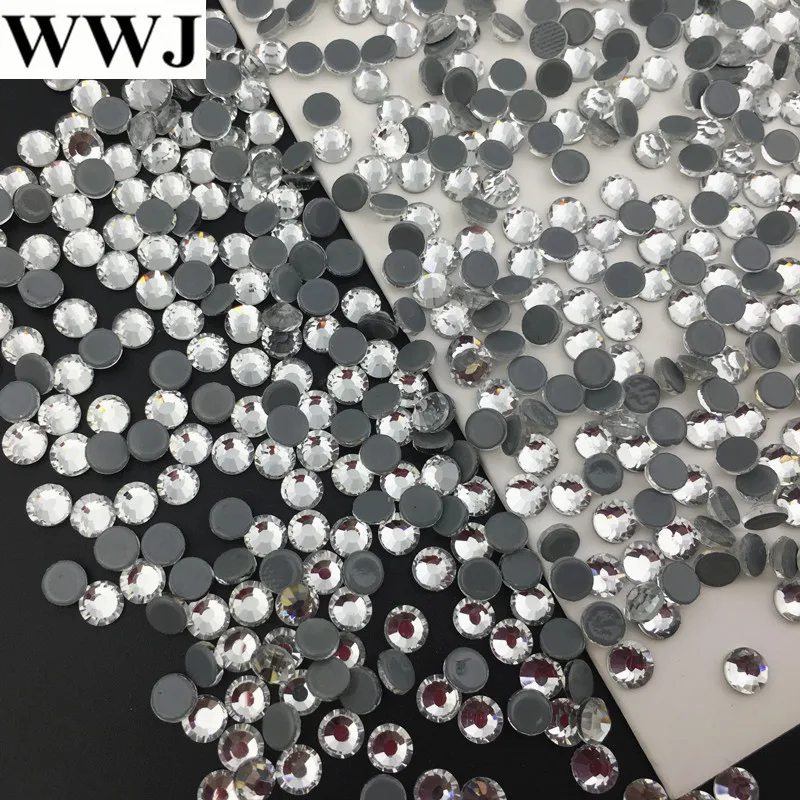 

AAAAA Top Quality Super Bling SS3~SS50 Crystal clear Color Hot Fix Stone Beads Flatback Iron On Hotfix Strass Rhinestone