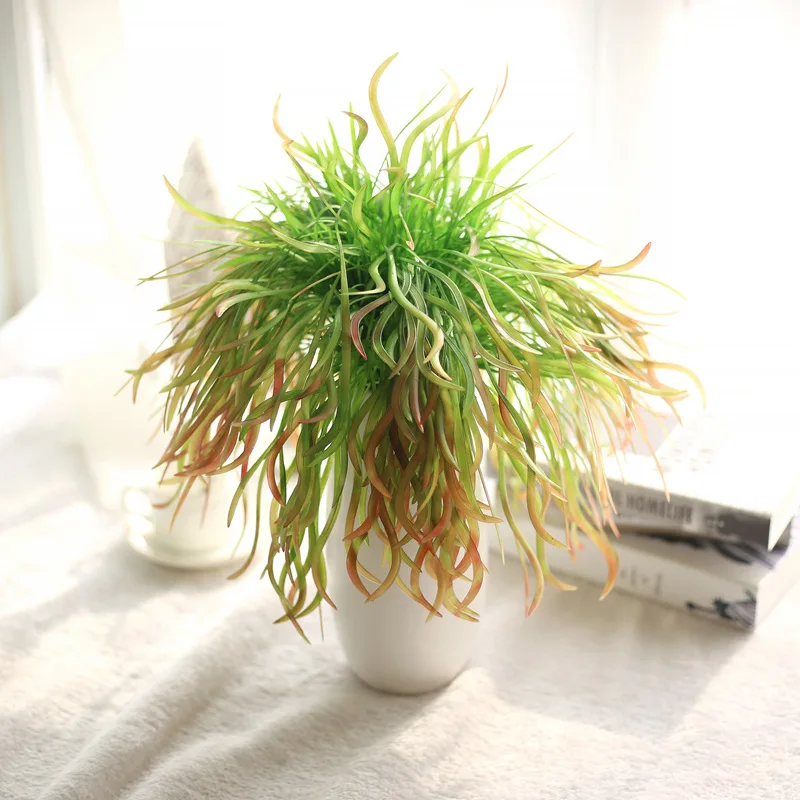 

Artificial Flower Simulation Leaves Real Touch Green Grass Succulents Simulation Flower For Home Indoor Plant Wall Decoration