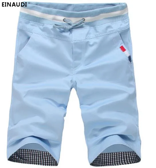 

EINAUDI 2017 Man Casual Beach Shorts Cool Man Solid Comfortable Bermuda Cotton Shorts Plus Size M-3XL Homme Shorts 8412