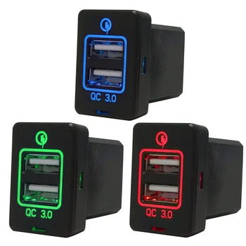 

12V LED Car Charger Mobile Phone Power Adapter Charger aterproof Dual USB Socket For Toyota F19 With 60CM Cable Car Styling