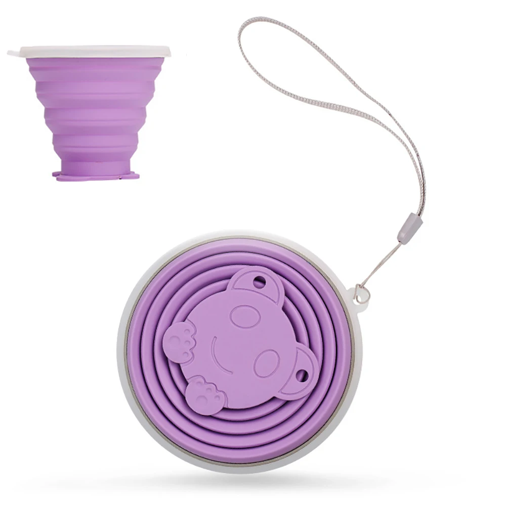 Силиконовая Выдвижная складная чашка телескопический складной стакан чашки чайные кофейные кружки открытая кемпинговая вода чашка посуда для напитков - Цвет: Фиолетовый