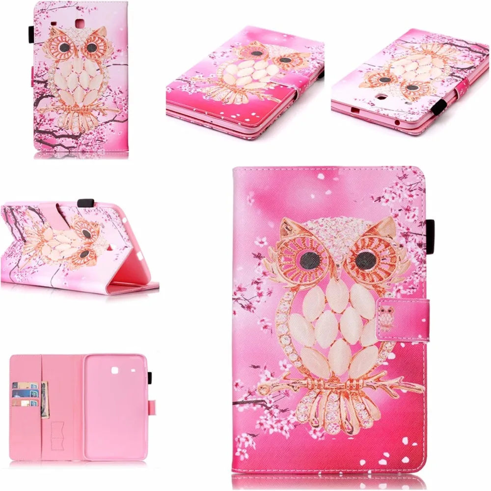 

For Samsung Galaxy Tab E 8.0 Case Pink Owl Pattern PU Leather Folio Stand Case Cover for Galaxy Tab E 8" SM-T377 SM-T375 Coque