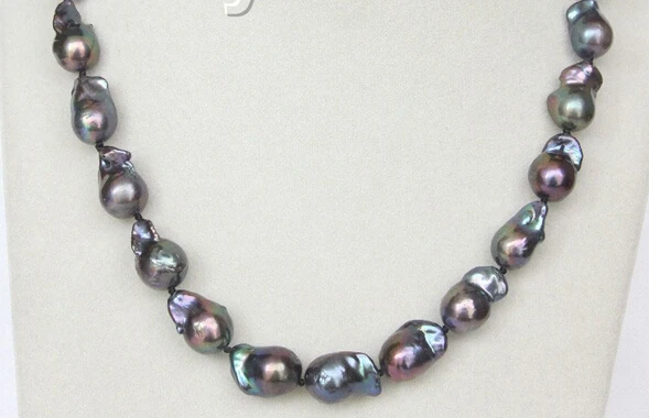 

huij 0033072 luster 18" 17mm Baroque black Reborn keshi pearls necklace