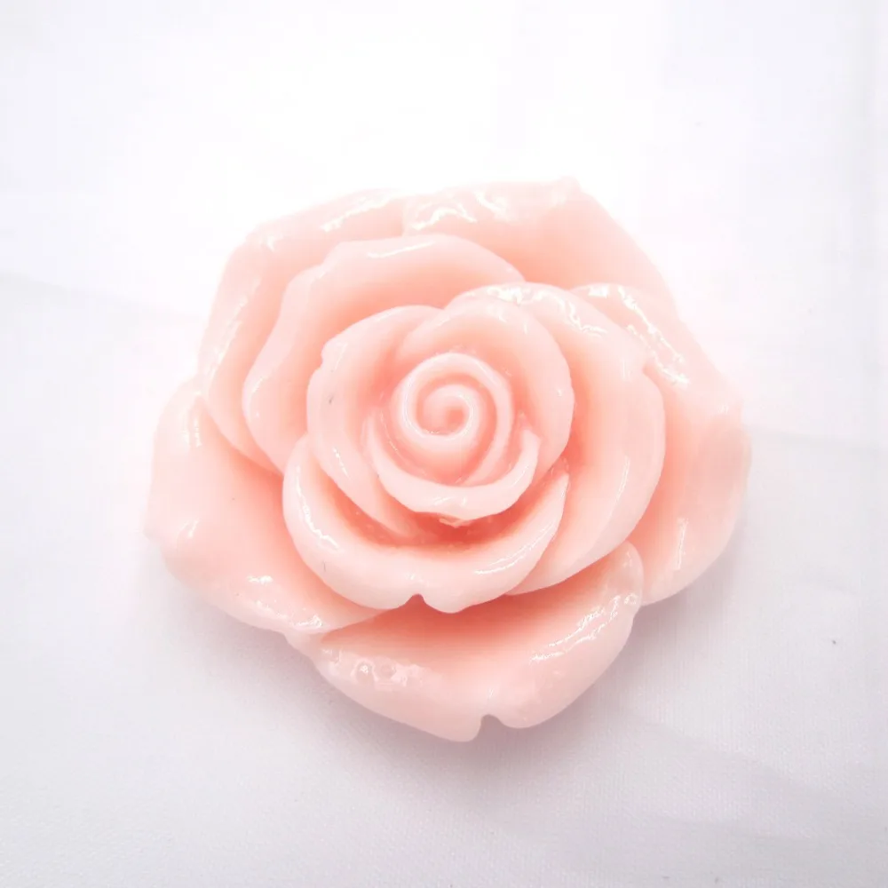 42 мм, 10 шт./лот, белые акриловые бусинки с большим цветком розы из смолы для девочек ручной работы, массивное ожерелье из бисера, детский браслет, ювелирные изделия