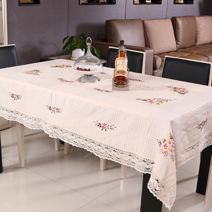 Traditional Chinese Floral Embroidered Table Cloth for Dinning Tables