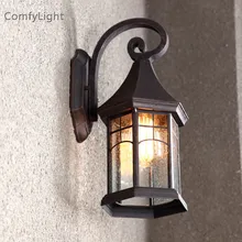 Винтаж стекло открытый настенный светильник светодиодный Вилла бра лампа дизайнер Королевский дом/патио/двор/крыльцо водонепроницаемое Освещение стен