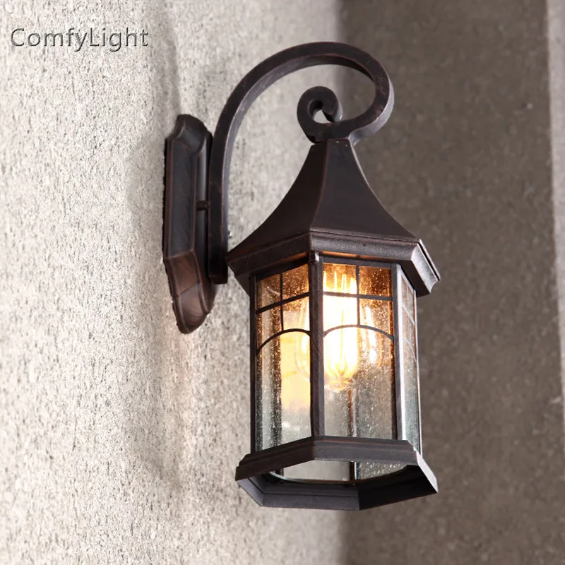 Sconce da Lâmpada de Vidro do Vintage Lâmpada de Parede ao ar Pátio com Jardim Varanda à Prova Iluminação de Parede Livre Levou Villa Designer Real Casa – Pátio d’ Água