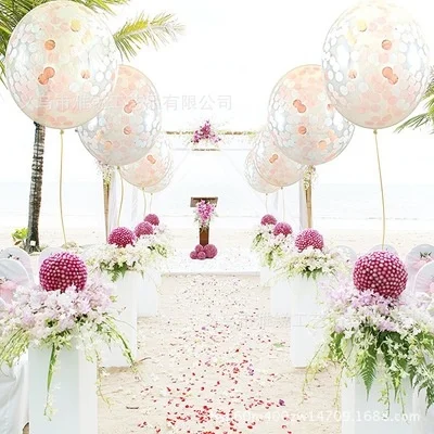 

18 Inch Round Confetti Balloons Rose Gold Confetti Transparent Balloon Romantic Wedding Decoration Birthday Party Supplies