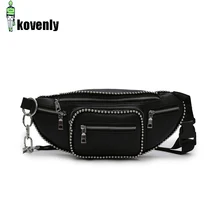 Нагрудная сумка с заклепками и цепочкой, поясная сумка, Повседневная сумка с бананом для путешествий, наклонный наплечный рюкзак из искусственной кожи, поясная сумка в стиле панк, Сумки 130