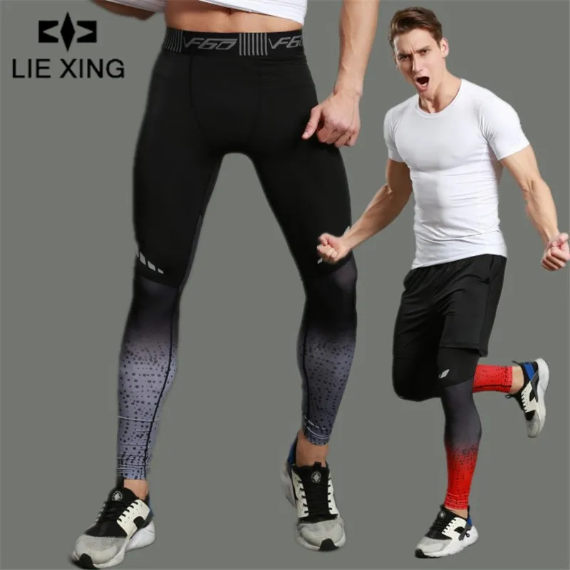 

LIE XING 2019 Men Pro Sporting Gymming QUICK-DRY Workout Compress Legging Bodybuilding Runs Slim Fitness Shaper Clothing Pants