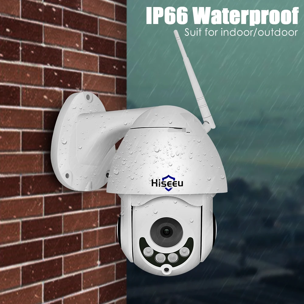 Hiseeu PTZ wifi IP купольная камера 1080P наружная Водонепроницаемая 2-мегапиксельная камера безопасности TF карта беспроводная IP камера просмотр приложения