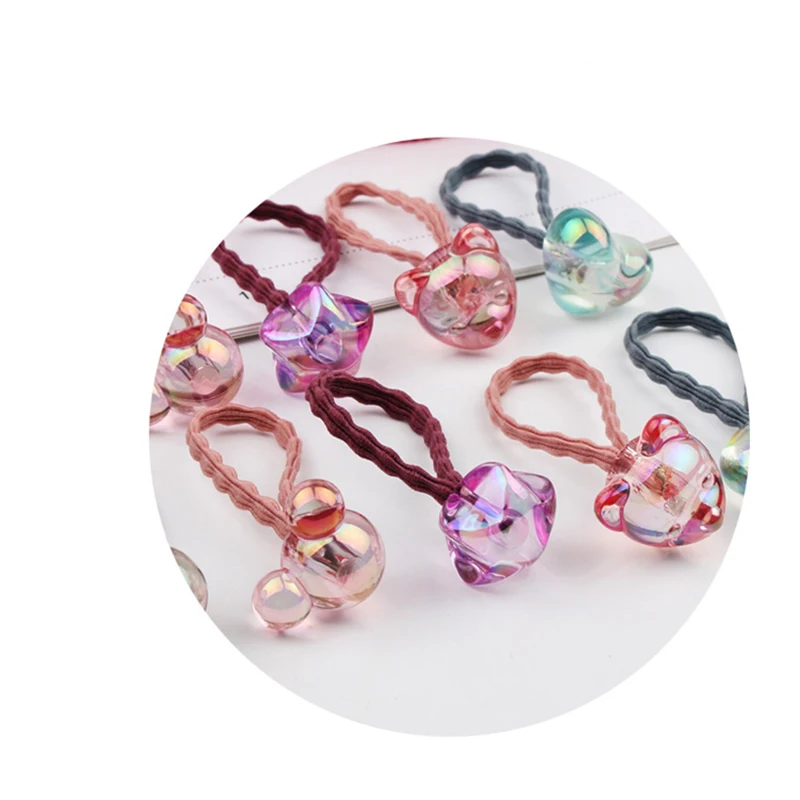 

10-20pcs/box Cute Bear Hair Ring Female Tie Rope Korean Style Headwear Crystal Rubber Band Hair Rope Children's hair accessories
