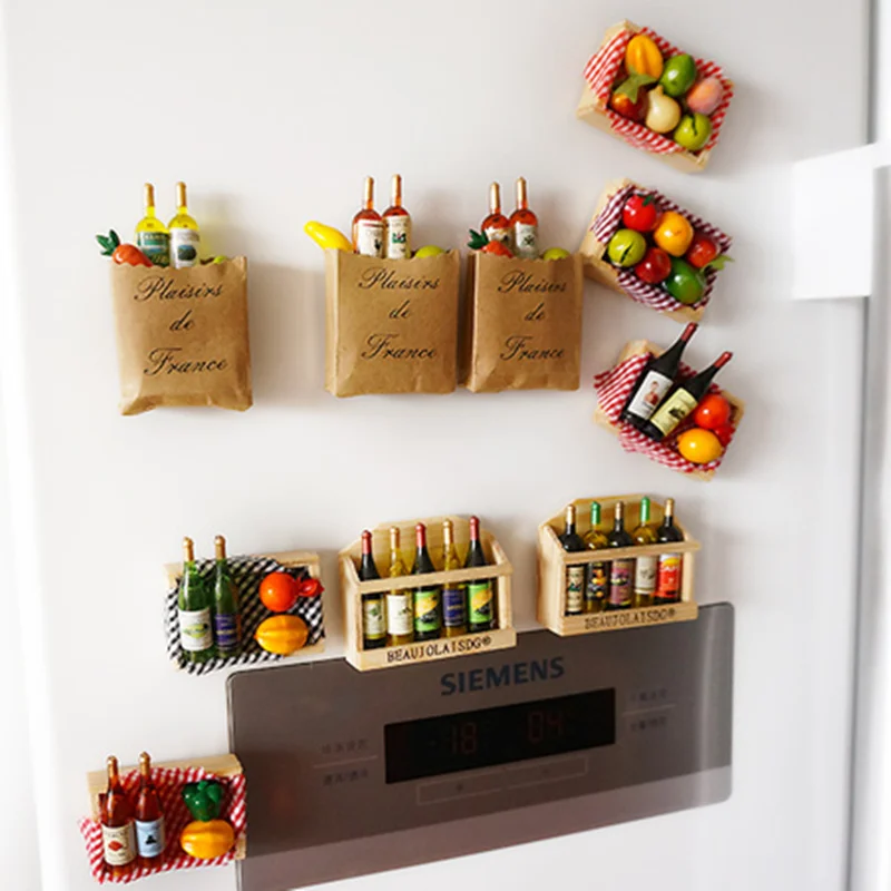 10 шт Многоцветный 3d мультяшный магнит для холодильника в виде фрукта, наклейки на холодильник, деревянные украшения для дома