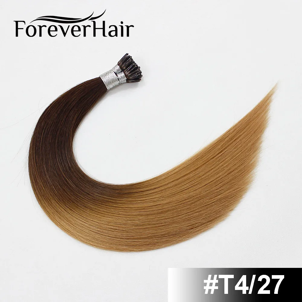 FOREVER HAIR 0,8 г/локон 1" 18" 2" 24" Remy I Tip человеческие волосы для наращивания цвета Fusion европейские человеческие волосы для наращивания кератиновая связь - Цвет: # T4/27