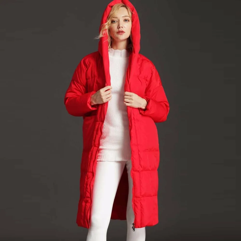 Quality Winter Down Coats Women 2018 New Fashion Oversize Duck Down Jackets Hooded Long Loose Goose Feather Parka Female Okb339