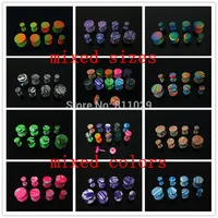 Бесплатная доставка Оптовая продажа пирсинг измерительные приборы 80 шт смешанные цвета смешанные размеры Иллюзия обман серьги из нержавеющей стали уха Поддельные Вилки - изображение