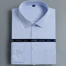 Мужская базовая рубашка в клетку/в полоску, формальная классическая рубашка с длинными рукавами для работы и офиса